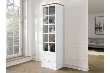 Hammerdal Vitrinskåp 43 cm djup 62 cm bred 201 cm hög Ljust Trä Glas - Vit/Ek - Products - Förvaring - Skåp - Vitrinskåp