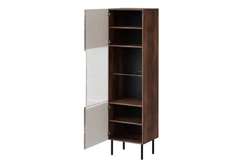Juniskär Smalt Vitrinskåp 40 cm djup 51 cm bred 187 cm hög Trä Valnöt Glas - Valnöt - Products - Förvaring - Skåp - Vitrinskåp