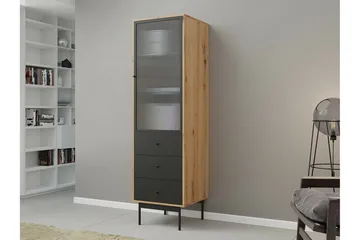 Kintore Smalt Vitrinskåp 48 cm djup 52 cm bred 180 cm hög Trä - Svart - Products - Förvaring - Skåp - Vitrinskåp