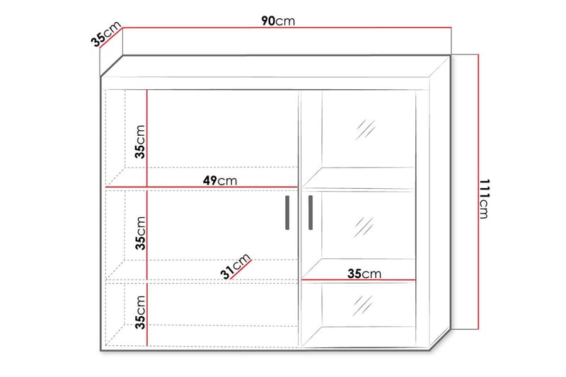 Samba Vitrinskåp 90x35x111 cm Black - Products - Förvaring - Skåp - Vitrinskåp