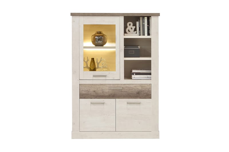 Talebi Skänk 41 cm djup 108 cm bred 212 cm hög Ljust Trä - Brun/Vit - Products - Förvaring - Skåp - Vitrinskåp