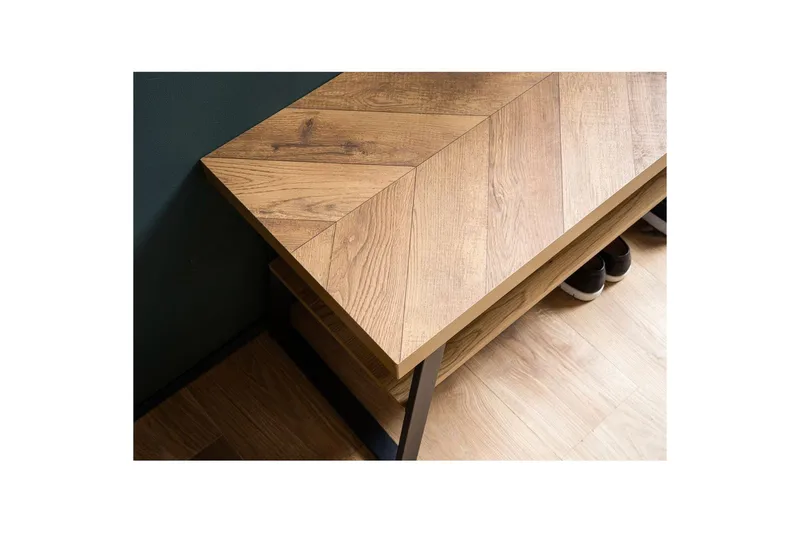 Bänk Wohnling Ekfiskbensdekor med hylla Stabil metallram Modern look - Products - Förvaring - Skoförvaring - Skobänk & skohylla med bänk