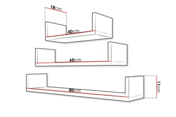 Trio Vägghylla - Grå/Vit - Products - Förvaring - Småförvaring - Väggförvaring