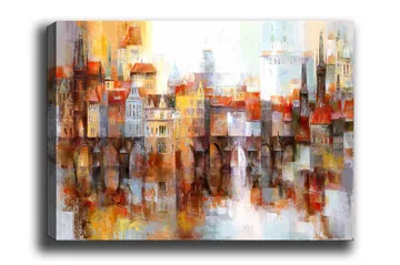 Canvastavla - Färgglad stadsbild med historiska byggnader och broar - Orange / Blå / Beige - Products - Inredning - Tavlor & posters - Canvastavla