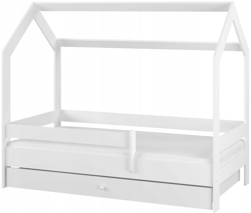 Casa vit barnsäng med utdragbar extrabädd 80x180 cm inklusive madrasser, Vit