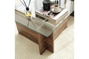 Almasi Rektangulärt Soffbord 105x40x105 cm - Brun / Valnöt / Glas - Products - Möbler - Bord & matgrupp - Soffbord