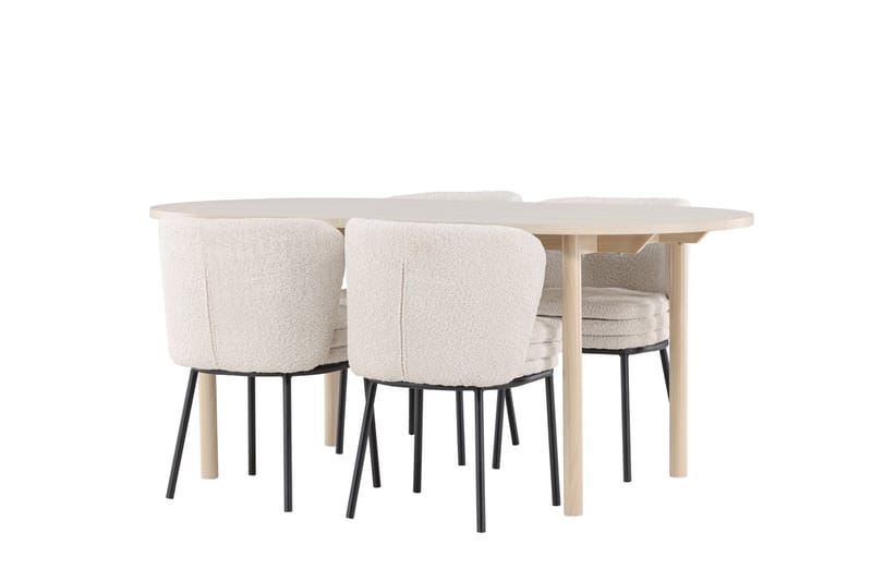 Andy Matgrupp 180 cm Oval med 4 Agnes stolar - Whitewash/Vit - Products - Möbler - Bord & matgrupp - Matgrupp