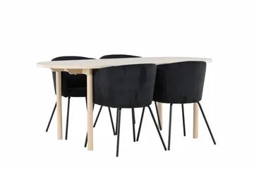 Andy Matgrupp 180 cm Oval med 4 Berit stolar - Whitewash/Svart - Products - Möbler - Bord & matgrupp - Matgrupp