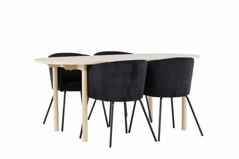 Andy Matgrupp 180 cm Oval med 4 Berit stolar - Whitewash/Svart - Products - Möbler - Bord & matgrupp - Matgrupp