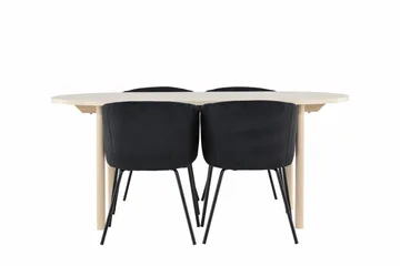 Andy Matgrupp 180 cm Oval med 4 Berit stolar - Whitewash/Svart - Products - Möbler - Bord & matgrupp - Matgrupp