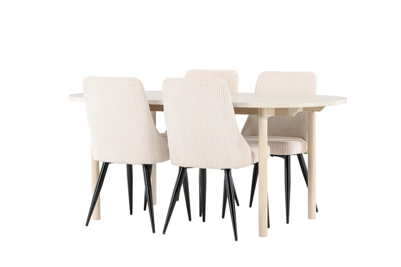 Andy Matgrupp 180 cm Oval med 4 Leone stolar - Whitewash/Beige - Products - Möbler - Bord & matgrupp - Matgrupp