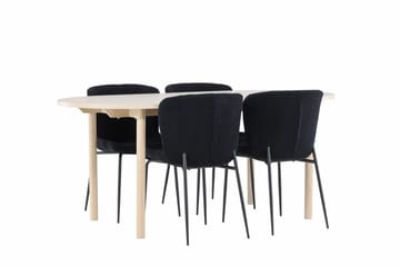 Andy Matgrupp 180 cm Oval med 4 Modesto stolar - Whitewash/Svart - Products - Möbler - Bord & matgrupp - Matgrupp