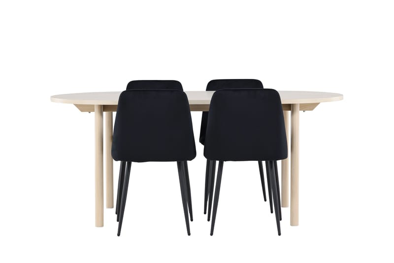 Andy Matgrupp 180 cm Oval med 4 Night stolar - Whitewash/Svart - Products - Möbler - Bord & matgrupp - Matgrupp