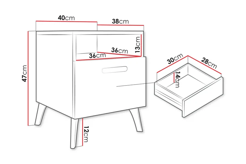 Akihiko Sängbord 40 cm - Vit - Products - Möbler - Bord & matgrupp - Avlastningsbord & sidobord - Sängbord & nattduksbord