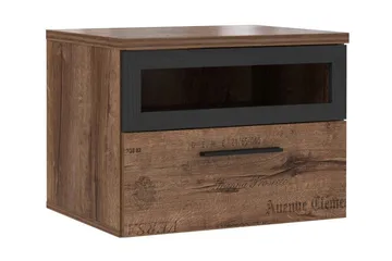 Cannop Sängbord 52 cm med Förvaring Låda + Hylla - Brun/Svart - Products - Möbler - Bord & matgrupp - Avlastningsbord & sidobord - Sängbord & nattduksbord