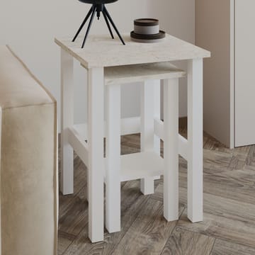 Ginallie Sidobord set 45x60 cm - Vitt och travertin - Products - Möbler - Bord & matgrupp - Avlastningsbord & sidobord - Brickbord & småbord
