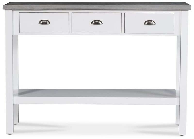 Hugo avlastningsbord med 3 lådor - Vit / Cement, vit / cement