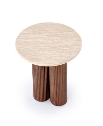 Lampbord Ø50 cm Mocca / Travertin - Mocca / Travertin - Products - Möbler - Bord & matgrupp - Avlastningsbord & sidobord - Piedestal & blompiedestal