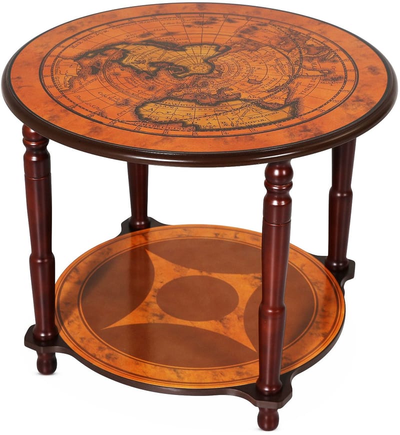 Lampbord i valnöt med världskarta Ø60 cm, Valnöt