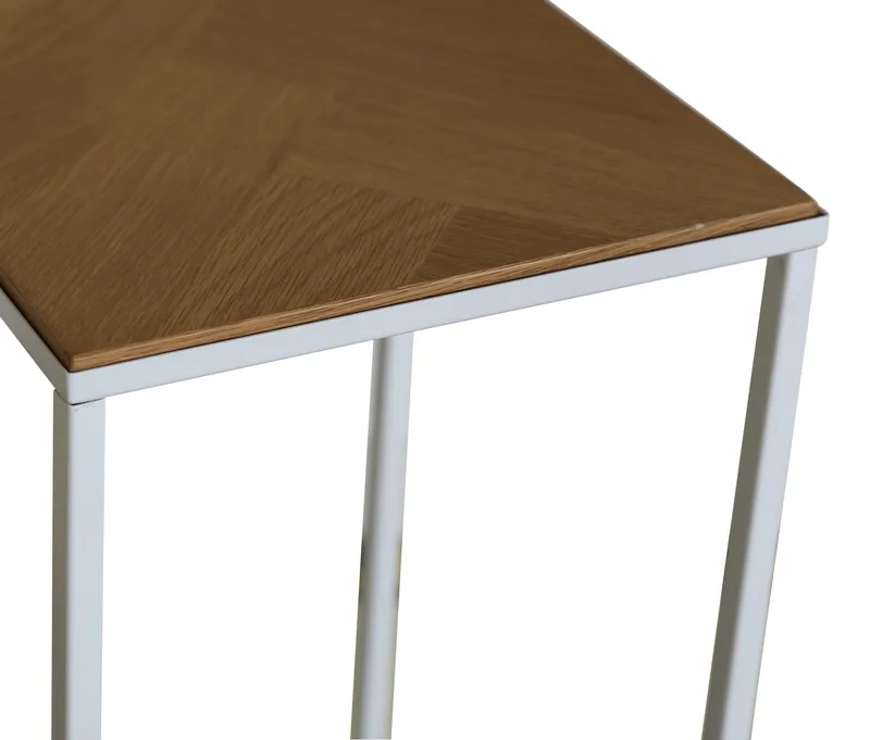 Revel sängbord - Vit / Fishbone ek - Frame, Vit/fishbone ek frame