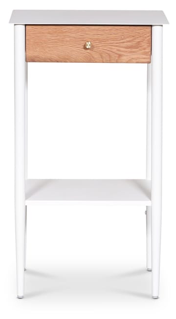 Revel vitt sängbord med ek-låda - Vitt med ek-låda - Products - Möbler - Bord & matgrupp - Avlastningsbord & sidobord - Sängbord & nattduksbord