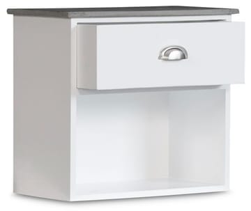 Sängbord Hugo vägghängt med 1 låda - Vit/Cement - Vit/cement - Products - Möbler - Bord & matgrupp - Avlastningsbord & sidobord - Sängbord & nattduksbord