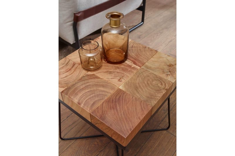 Sido bord Wohnling Massivt trä Blockstil Pulverlackerad metallram Industriell - Products - Möbler - Bord & matgrupp - Avlastningsbord & sidobord - Brickbord & småbord