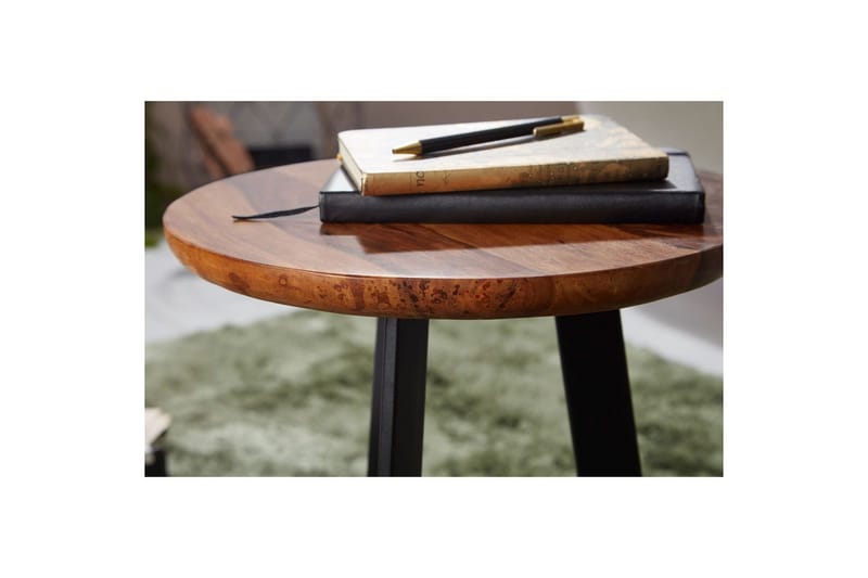 Sido bord Wohnling massivt trä svart metallram rund 35 cm, industriell loftstil 45 cm - 45 cm - Products - Möbler - Bord & matgrupp - Avlastningsbord & sidobord - Brickbord & småbord