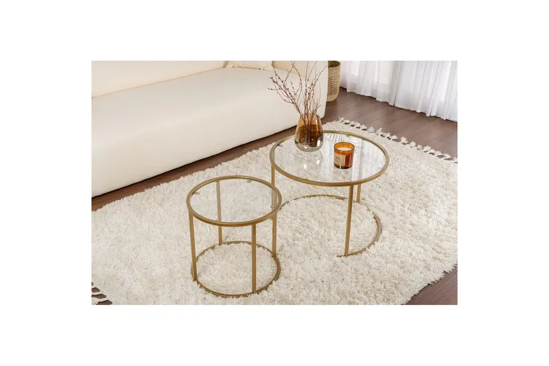Soffbordset 2 delar Rikiya Små Guldtransparent - Guldtransparent - Products - Möbler - Bord & matgrupp - Avlastningsbord & sidobord - Satsbord