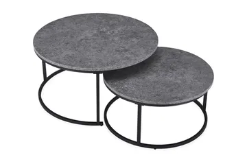 Thyra Satsbord Runt 90 cm 2 bord - Grå / Svart - Products - Möbler - Bord & matgrupp - Avlastningsbord & sidobord - Satsbord