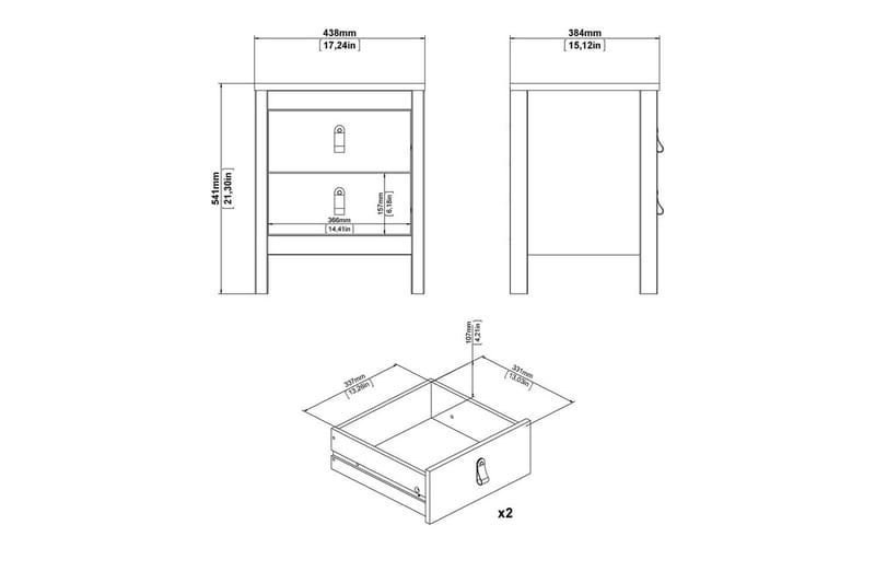 Vallvidera Sängbord 44 cm - Beige - Products - Möbler - Bord & matgrupp - Avlastningsbord & sidobord - Sängbord & nattduksbord
