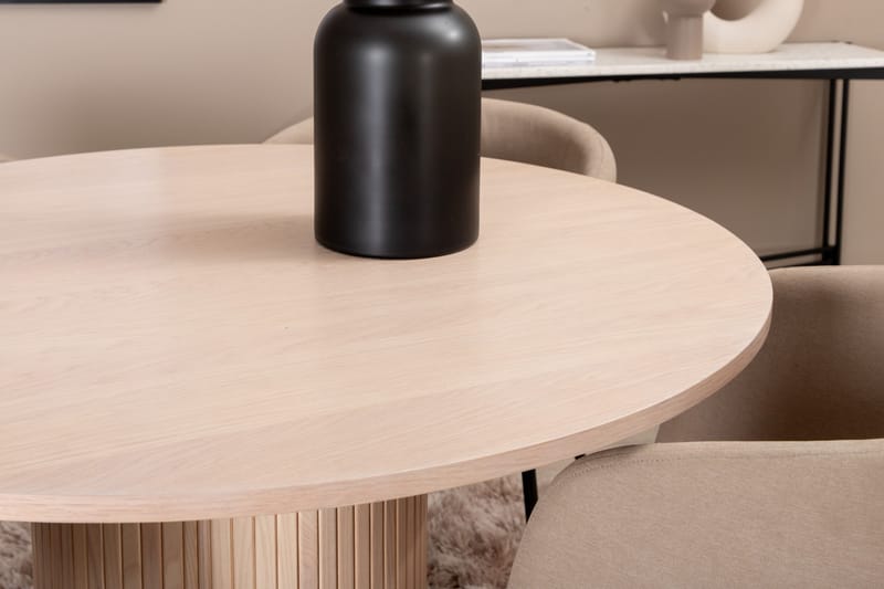 Bianca Matgrupp 110 cm Rund med 4 Berit stolar - Beige - Products - Möbler - Bord & matgrupp - Matgrupp