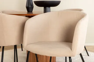 Bianca Matgrupp 110 cm Rund med 4 Berit stolar - Beige - Products - Möbler - Bord & matgrupp - Matgrupp