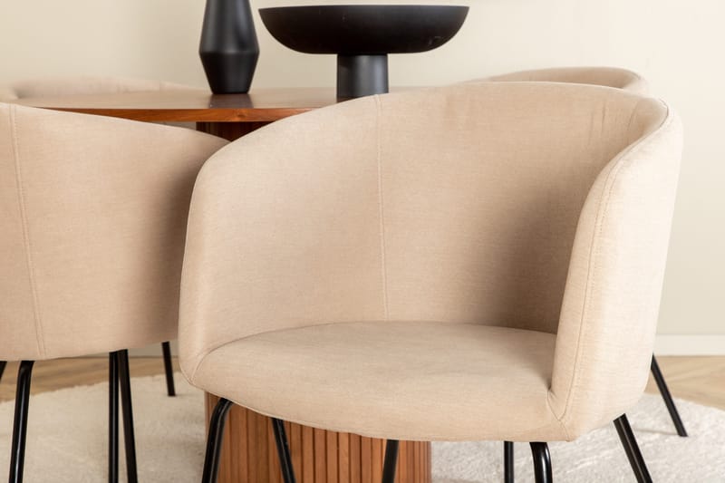 Bianca Matgrupp 110 cm Rund med 4 Berit stolar - Beige - Products - Möbler - Bord & matgrupp - Matgrupp