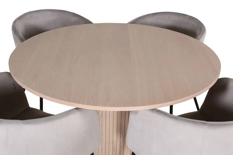 Bianca Matgrupp 110 cm Rund med 4 Berit stolar - Whitewash/Grå - Products - Möbler - Bord & matgrupp - Matgrupp