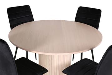 Bianca Matgrupp 110 cm Rund med 4 Windu Lyx stolar - Svart - Products - Möbler - Bord & matgrupp - Matgrupp