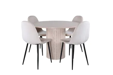 Bianca Matgrupp 110 cm Rund med 4 Polar stolar - Beige - Products - Möbler - Bord & matgrupp - Matgrupp