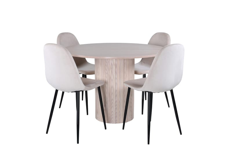 Bianca Matgrupp 110 cm Rund med 4 Polar stolar - Beige - Products - Möbler - Bord & matgrupp - Matgrupp