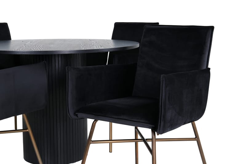 Bianca Matgrupp 110 cm Rund med 4 Petra stolar - Svart - Products - Möbler - Bord & matgrupp - Matgrupp