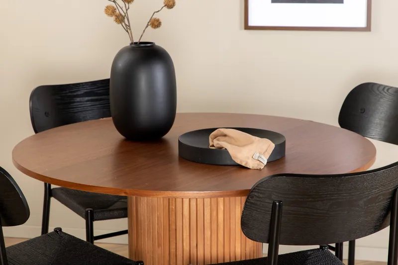 Bianca Matgrupp 110 cm Rund med 4 Polly stolar - Svart - Products - Möbler - Bord & matgrupp - Matgrupp