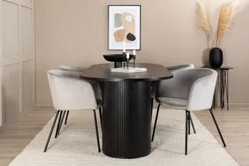 Bianca Matgrupp 200 cm Oval med 4 Berit stolar - Svart - Products - Möbler - Bord & matgrupp - Matgrupp