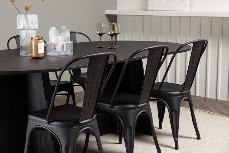 Bootcut Matbord 230x115 cm med 4 Tempe Stolar - Svart - Products - Möbler - Bord & matgrupp - Matbord & köksbord