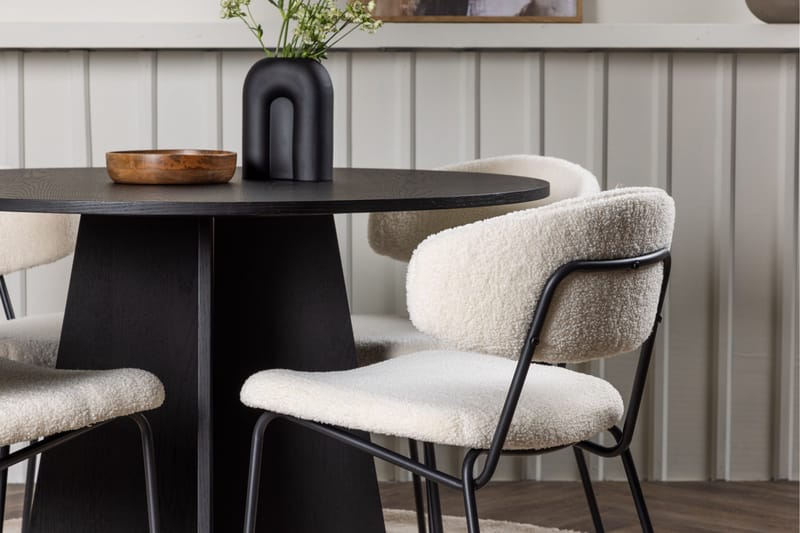 Bootcut Matgrupp 110 cm Rund med 4 Chico Stolar - Svart - Products - Möbler - Bord & matgrupp - Matgrupp