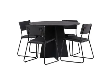 Bootcut Matgrupp 110 cm Rund med 4 Kenth Stolar - Svart - Products - Möbler - Bord & matgrupp - Matgrupp