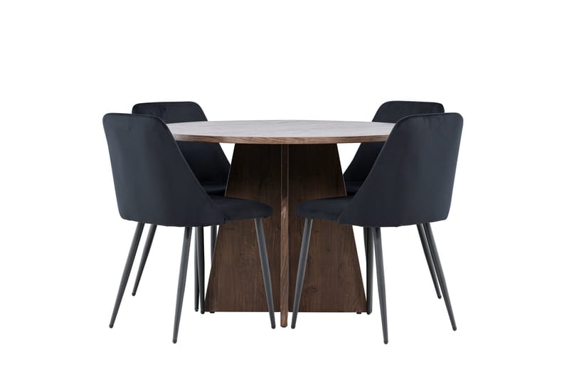 Bootcut Matgrupp 110 cm Rund med 4 Night stolar - Mocca/Svart - Products - Möbler - Bord & matgrupp - Matgrupp