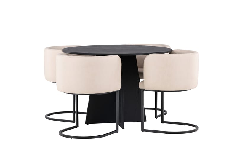 Bootcut Matgrupp 110 cm Rund med 4 Simrishman stolar - Beige - Products - Möbler - Bord & matgrupp - Matgrupp