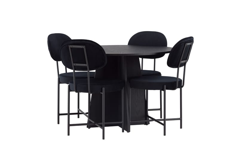 Bootcut Matgrupp 110 cm Rund med 4 Stella stolar - Svart - Products - Möbler - Bord & matgrupp - Matgrupp
