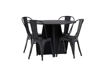 Bootcut Matgrupp 110 cm Rund med 4 Tempe Stolar - Svart - Products - Möbler - Bord & matgrupp - Matgrupp