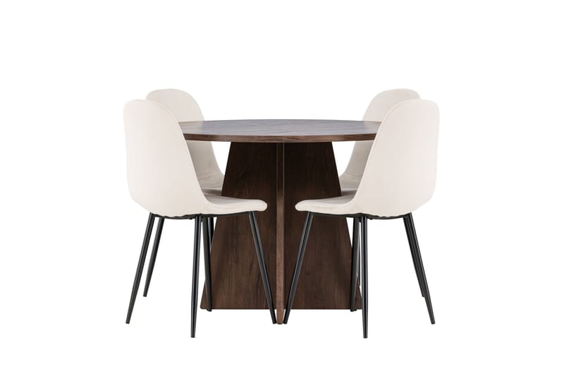 Bootcut Matgrupp 110 cm Rund med 4 Polar stolar - Mocca/Beige - Products - Möbler - Bord & matgrupp - Matgrupp