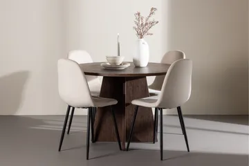 Bootcut Matgrupp 110 cm Rund med 4 Polar stolar - Mocca/Beige - Products - Möbler - Bord & matgrupp - Matgrupp